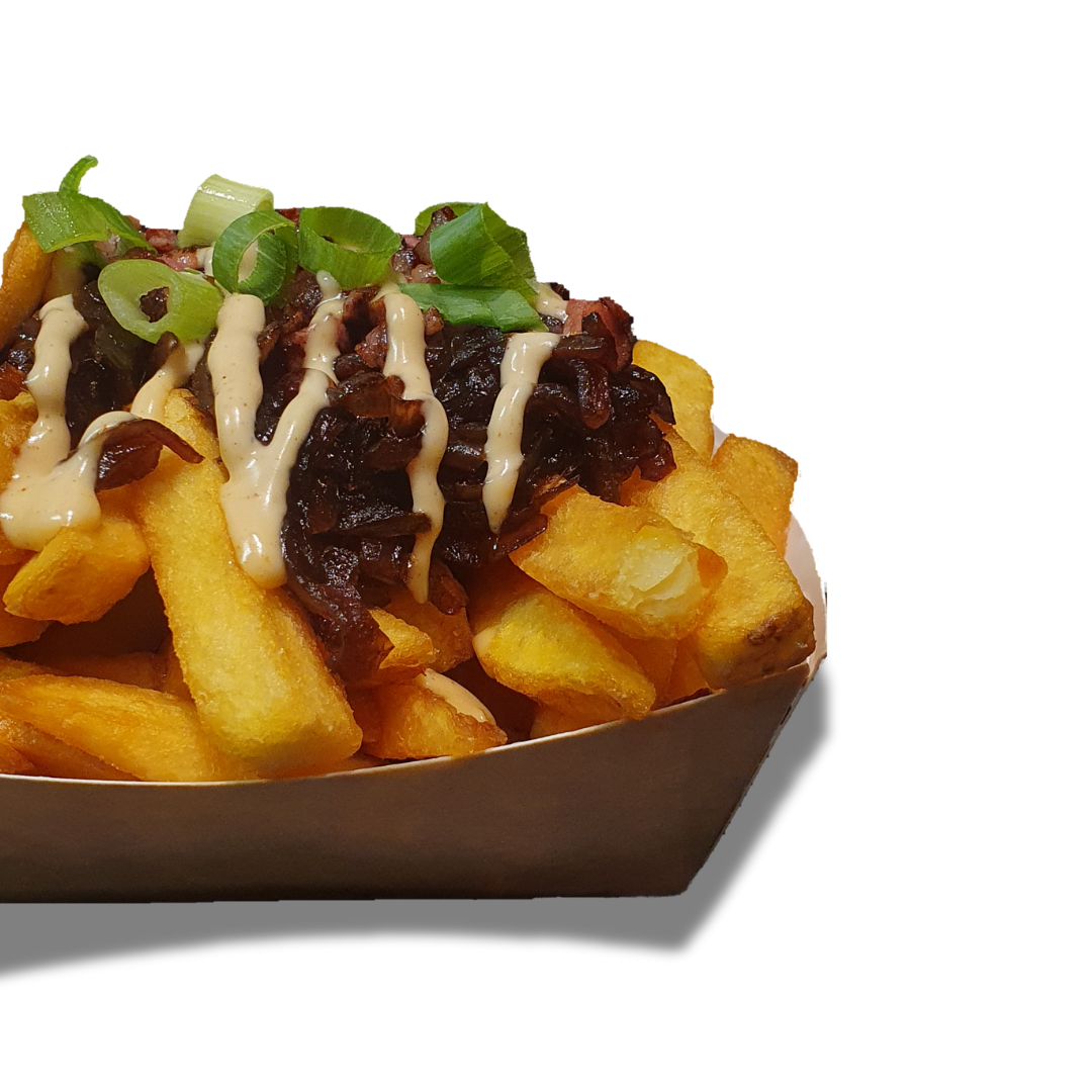 Topped Fries: Gekarameliseerde ui & bacon image